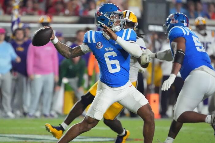 Trinidad Chambliss leads No. 8 Mississippi past No. 7 LSU 32-24 in Lane Kiffin's return to Ole Miss