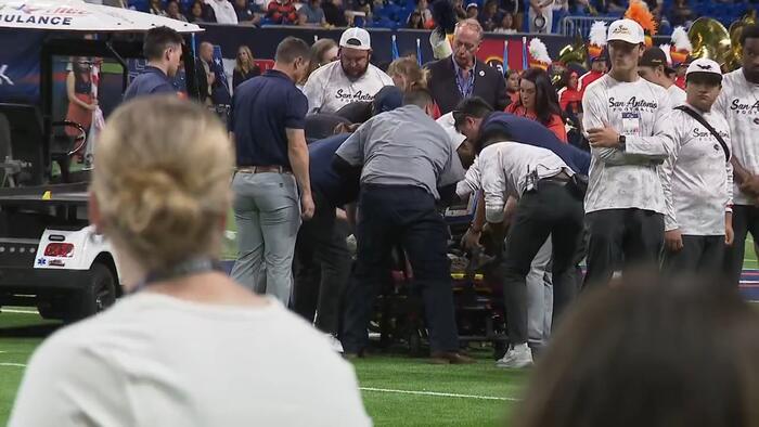 Photo: KSAT Military officer falls from Alamodome rafters during pregame demonstration - San Antonio Express-News