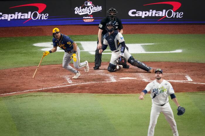 Brewers rout the Rays 10-1 to move within a win of their first World ...