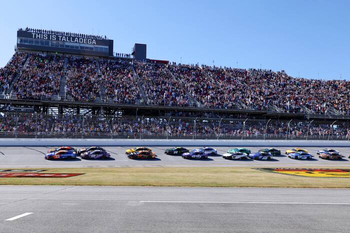NASCAR race at Talladega stopped after Joey Logano's car goes airborne ...