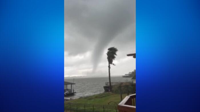 VIDEO: Apparent tornado spotted crossing Lake Houston