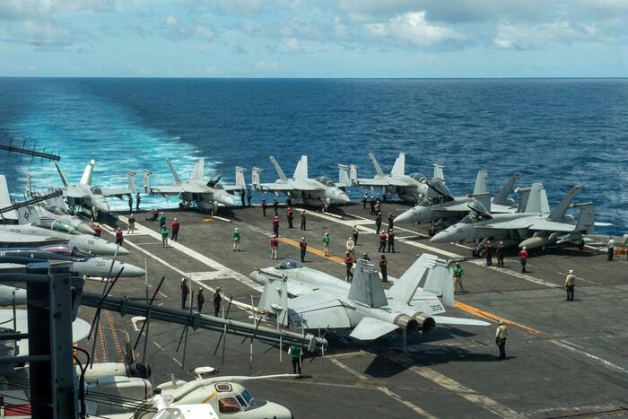 2 Navy aviators eject while landing plane on carrier off Virginia, 6 ...