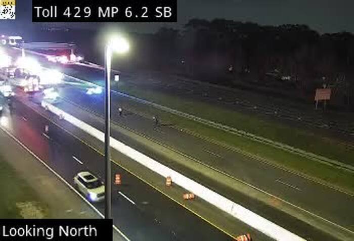 Traffic blocked after patrol car crashes along SR-429 in Orange County