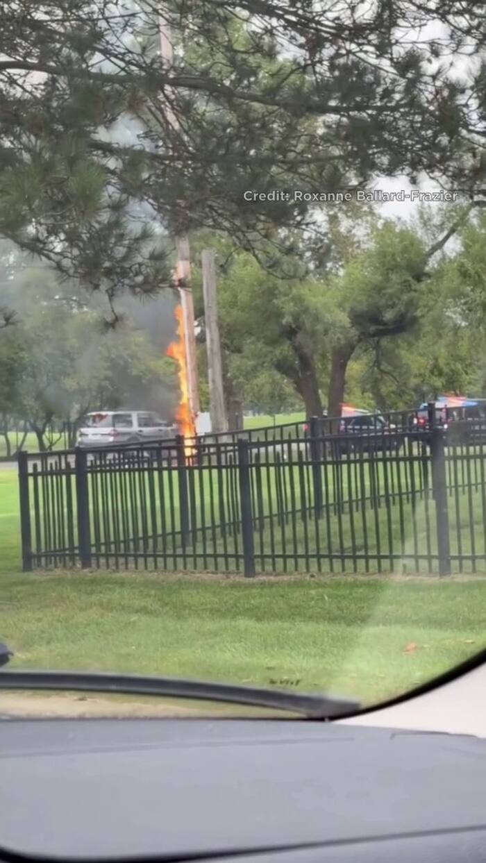 Video shows DTE utility pole on fire