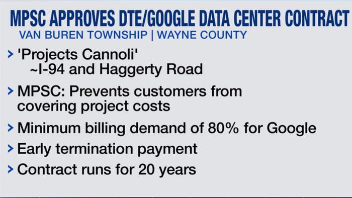 MPSC approves 20-year DTE electricity contracts for Google data center