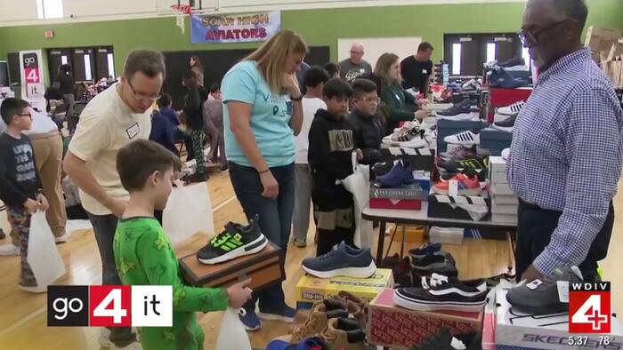 Southwest Detroit students get new shoes on Count Day at Amelia Earhart Elementary-Middle School