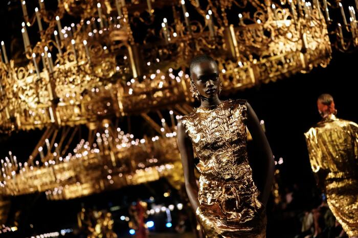Saint Laurent showcases golden glamour at Paris Fashion Week