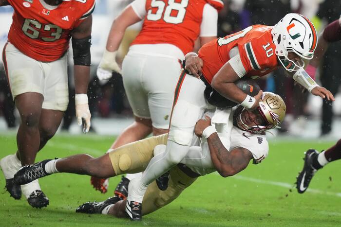 No. 3 Miami beats Florida State 43-35 in double-overtime thriller