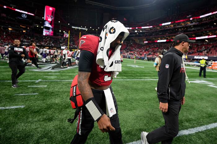 Falcons lose to Ravens in overtime as Penix suffers rib injury