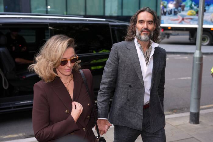 Russell Brand arrives at London court for rape trial