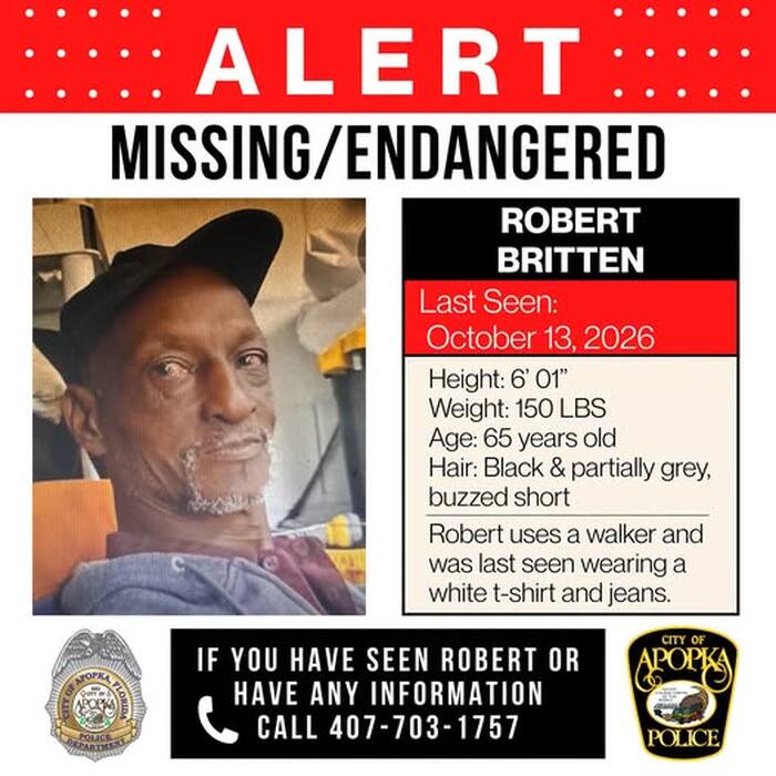Apopka police search for missing, endangered 65-year-old man