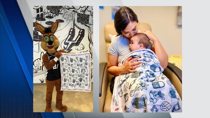 Spurs and Methodist Healthcare celebrate 10-year partnership with newborn blanket giveaway