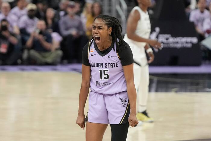 Burton's three-pointer sends Valkyries past Aces in playoff game