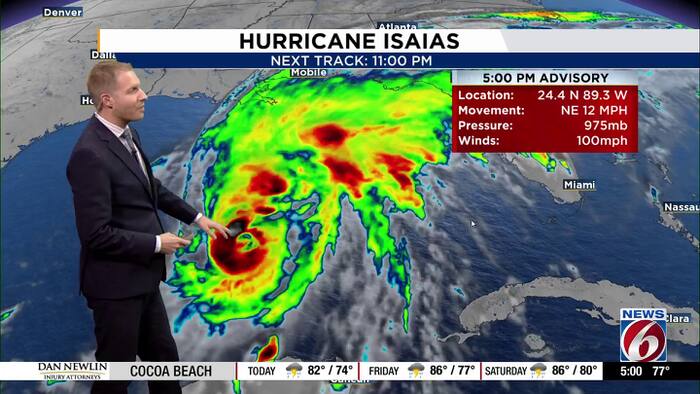 Isaias strengthens to category 2 hurricane as it approaches Florida Panhandle