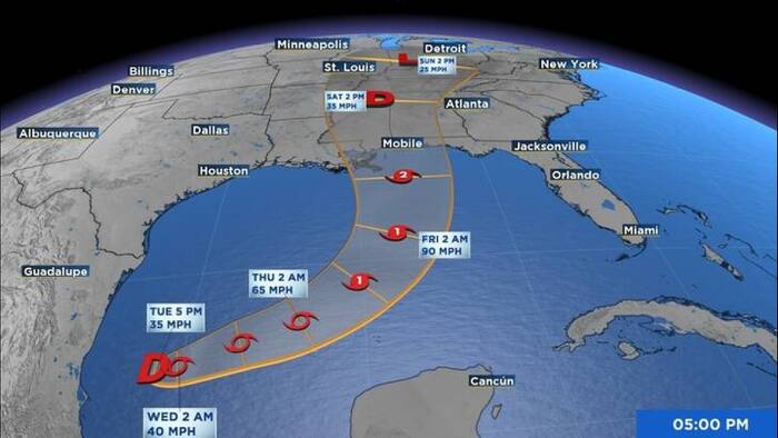 Tropical Depression Nine forms in the Southern Gulf