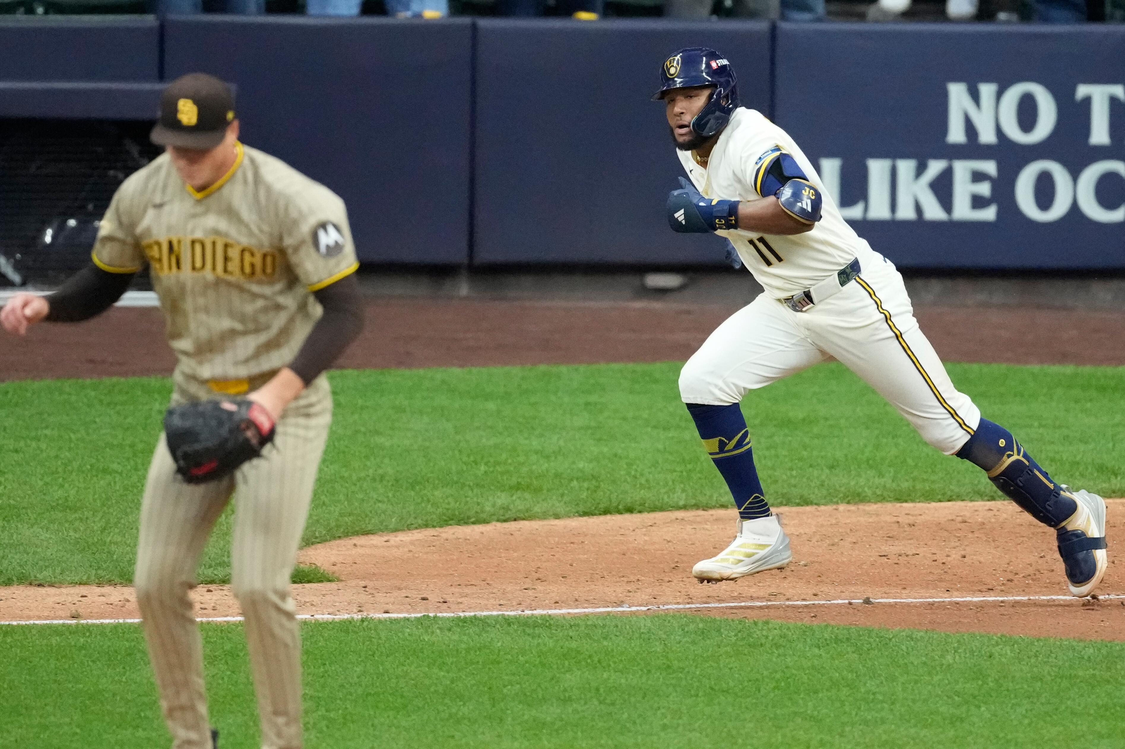 Jackson Chourio hits the walk-off single against Mason Miller in Brewers Padres NLDS Game 2