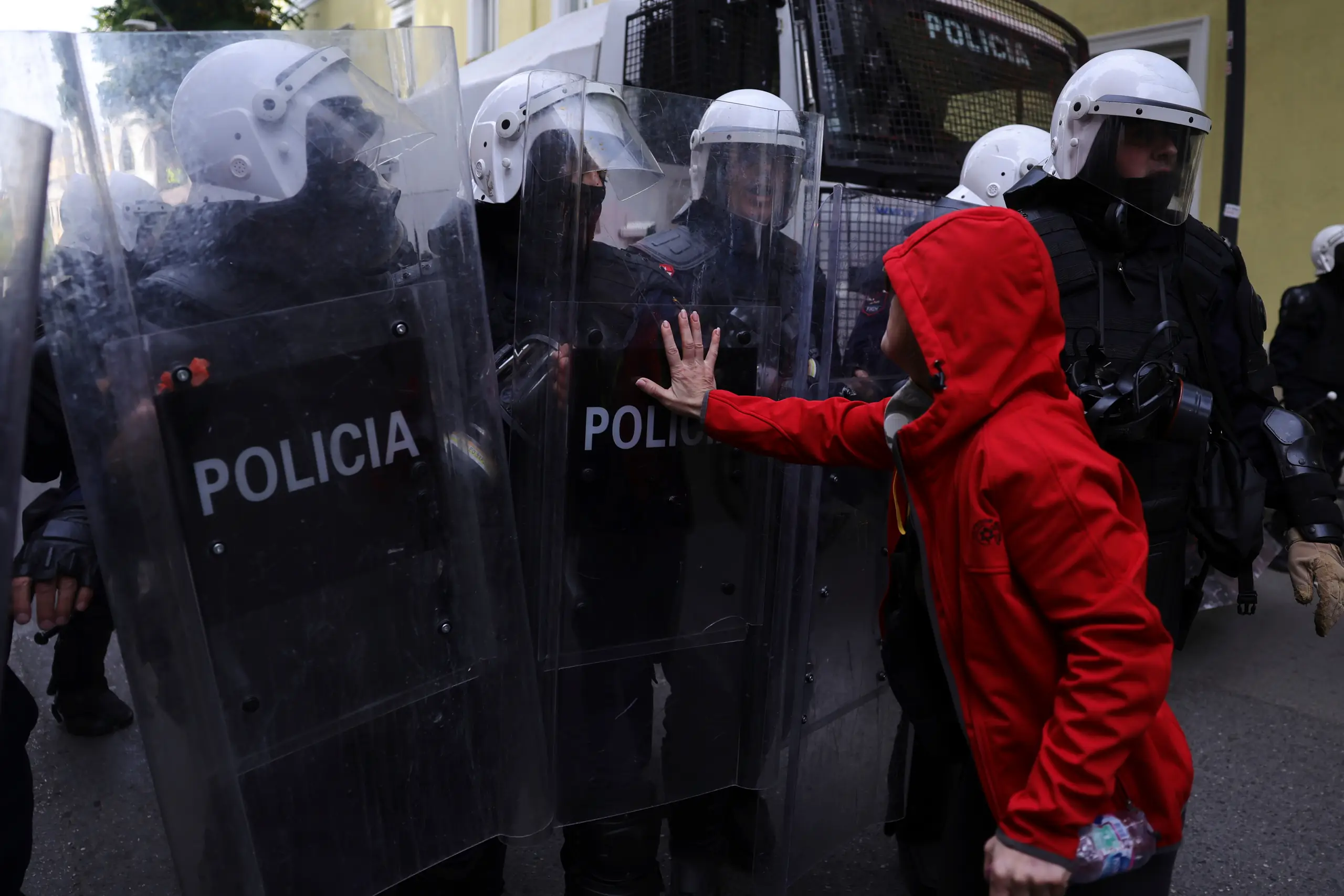 Proestor Shield Youths clash with police for a 3rd day in Albania’s anti-government ...