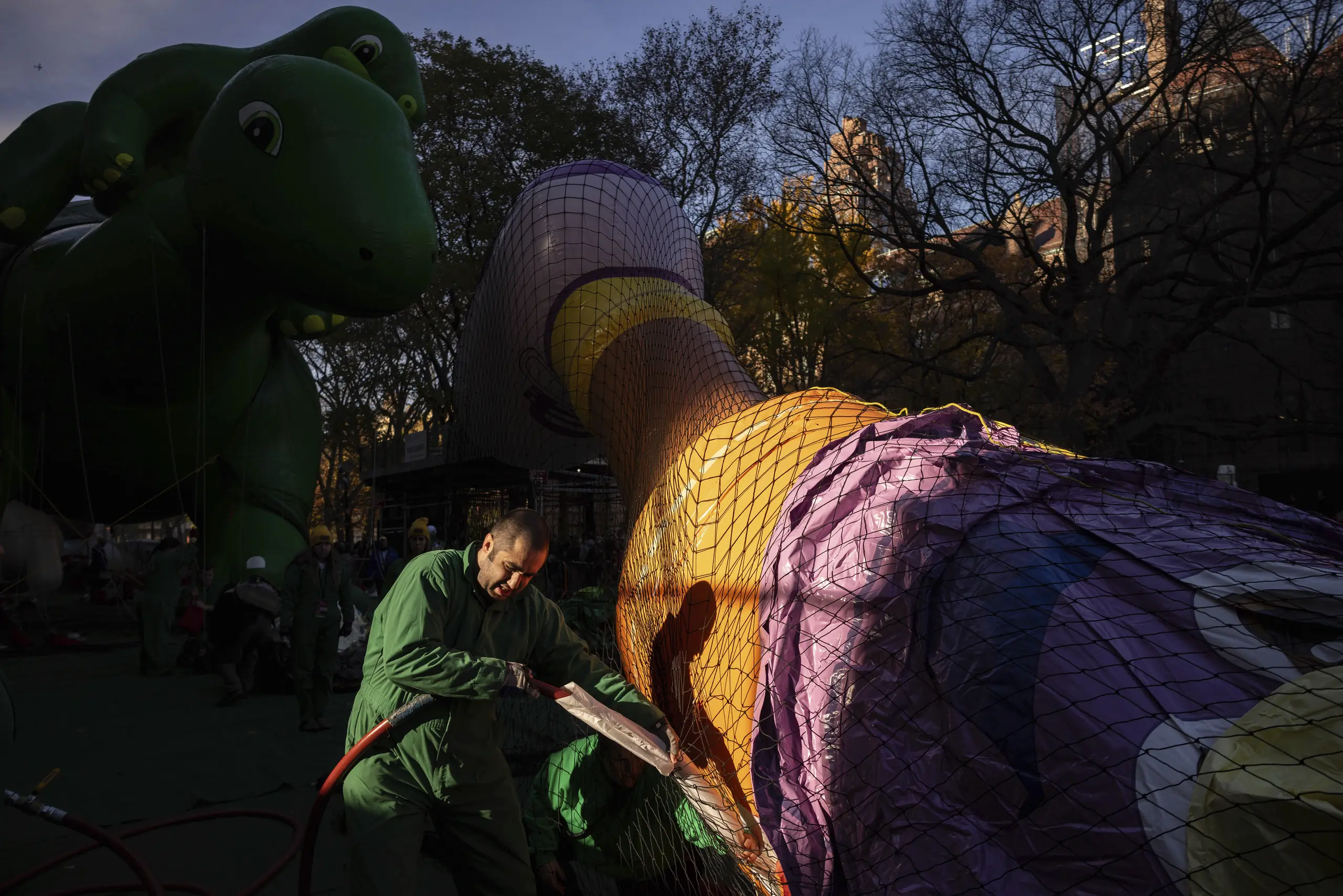 Massive balloons take shape ahead of the Macy's Thanksgiving Day