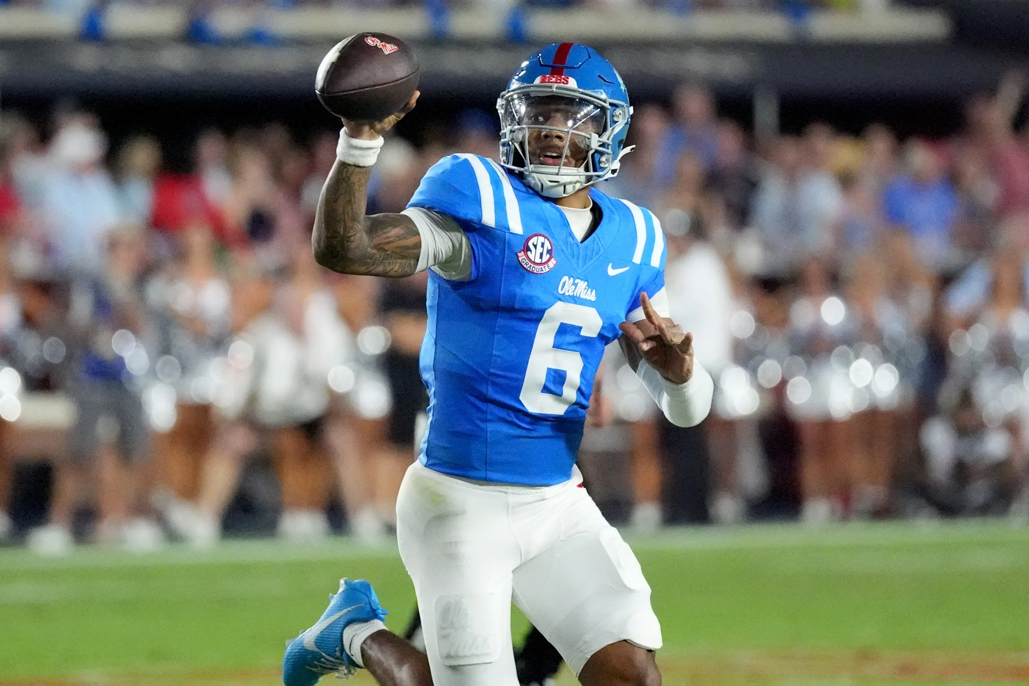 Trinidad Chambliss leads No. 8 Mississippi past No. 7 LSU 32-24 in Lane Kiffin's return to Ole Miss