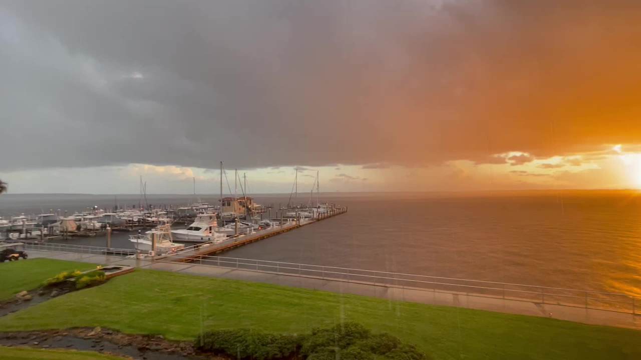 Sunset & rain on SJ River. 