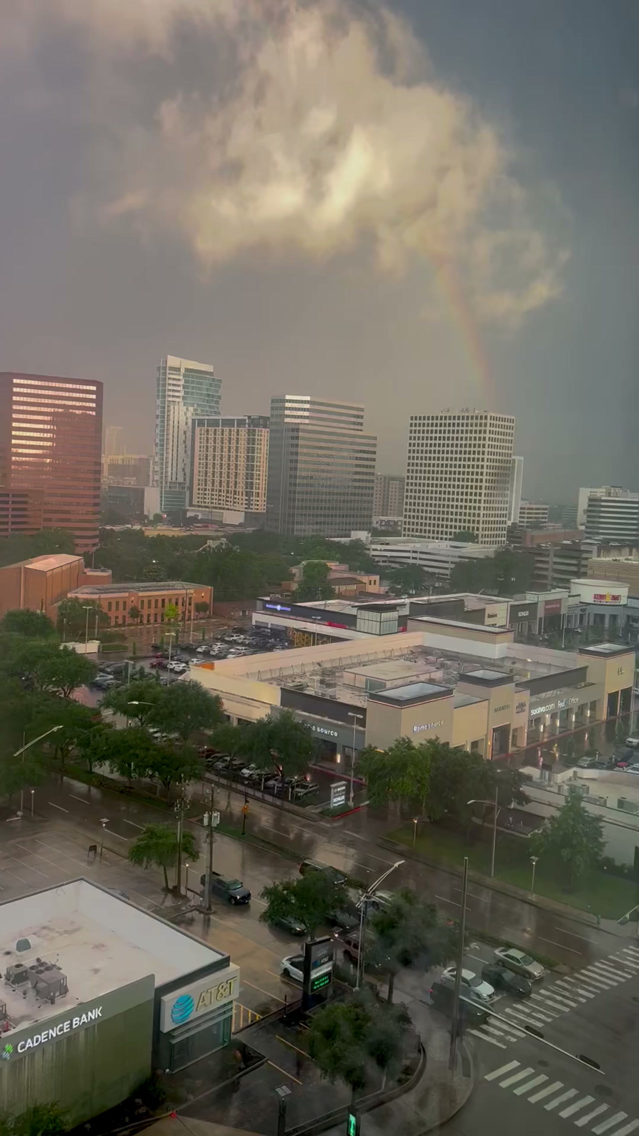 When thunder roars - go indoors! 
Thunder, lightning and a rainbow in the Galleria 
Friday evening around 7:30. 