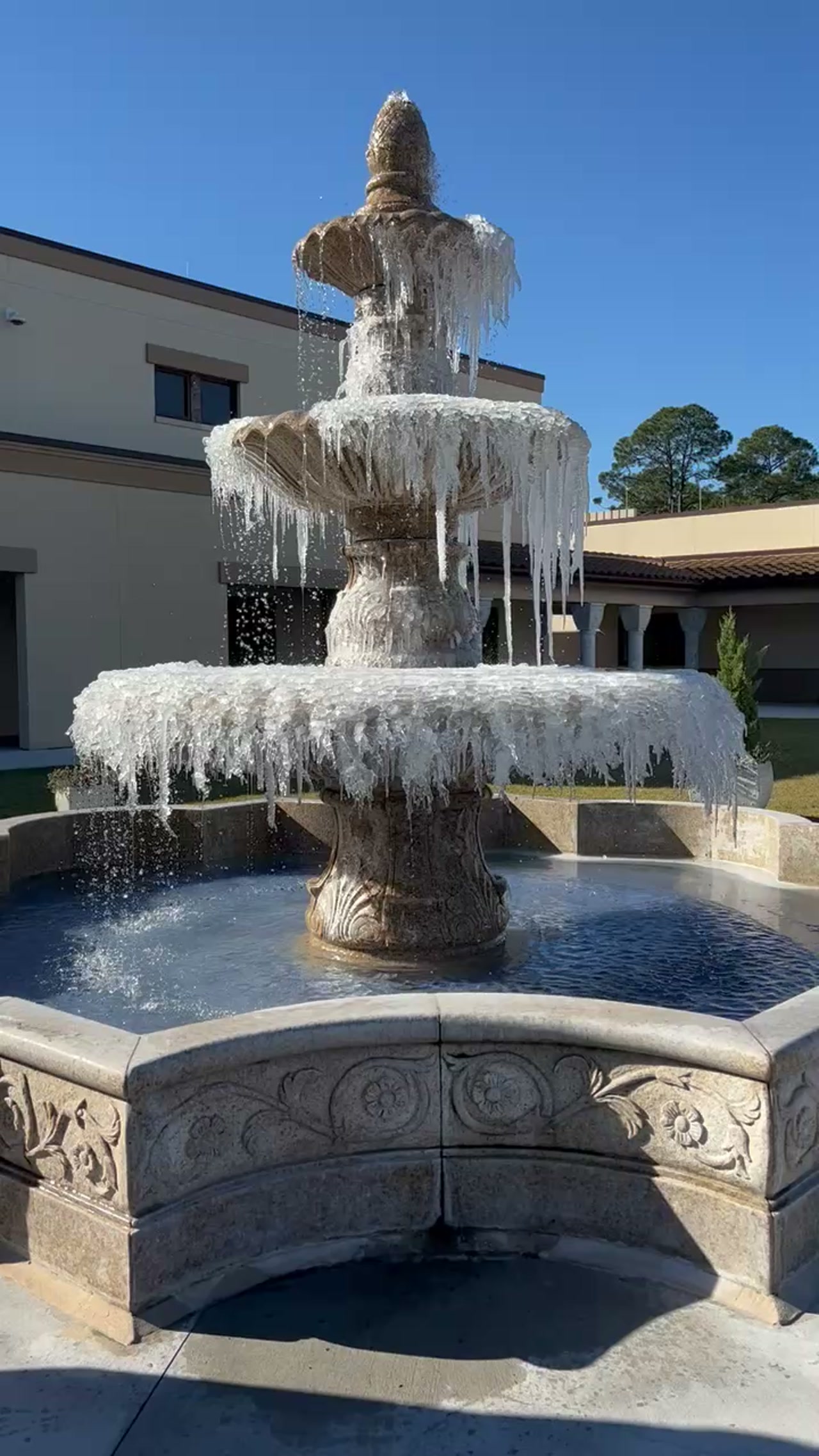 Fountain at St. John the Divine Greek Orthodox Church this morning. Merry Christmas!