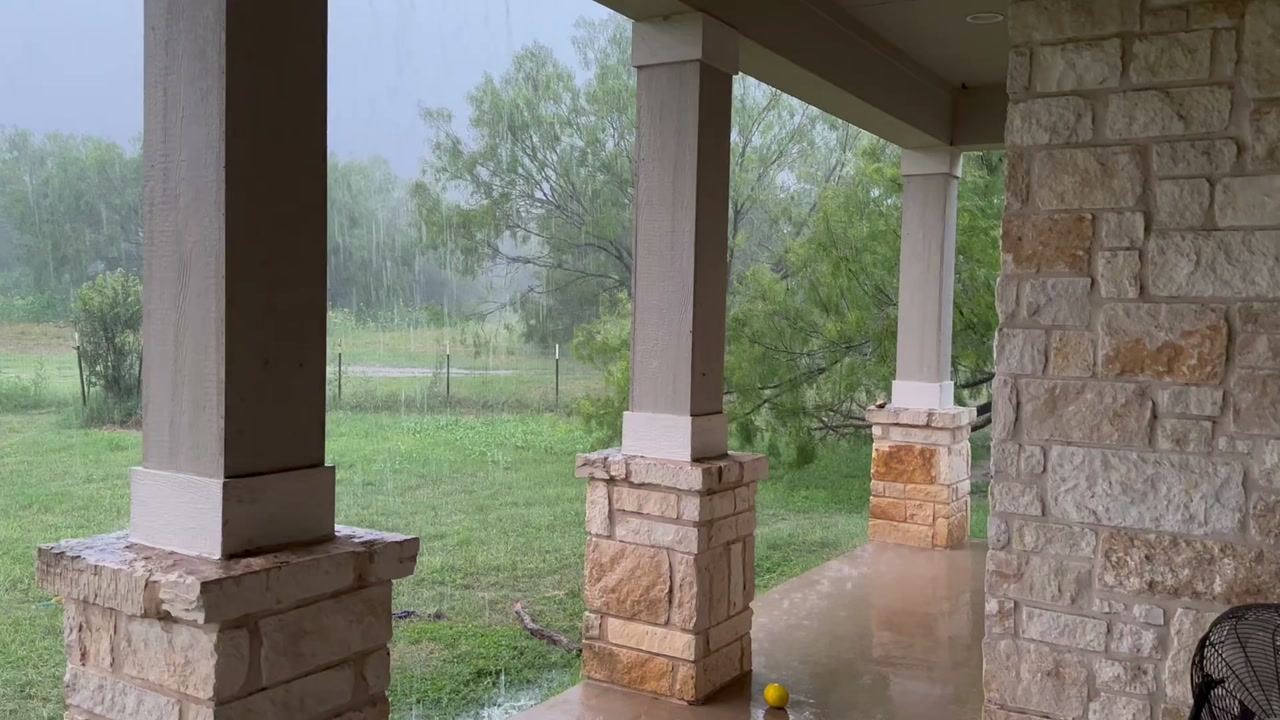 Rain and thunderstorm. Began 5 ish minutes ago. Outside city to the south on 35s and 1604. 